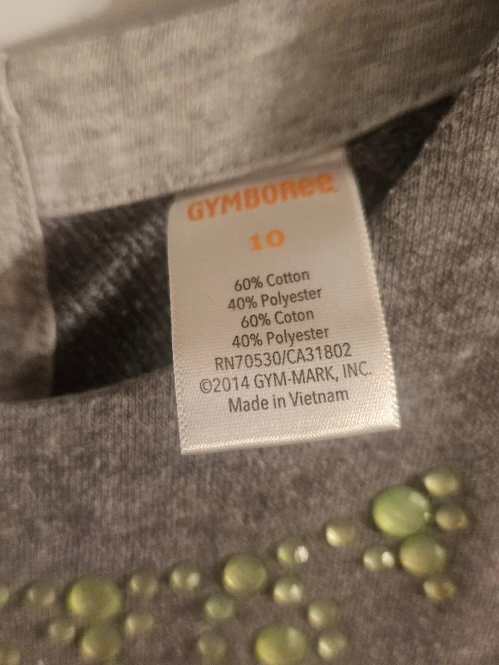 Gymboree Grey Dress with Green Stone Accent - Size 10
